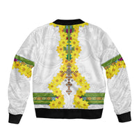Enkutatash Ethiopia New Year Bomber Jacket Tilet Pattern With Adey Abeba Flowers LT05 - Wonder Print Shop