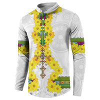 Enkutatash Ethiopia New Year Button Sweatshirt Tilet Pattern With Adey Abeba Flowers LT05 - Wonder Print Shop