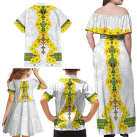 Enkutatash Ethiopia New Year Family Matching Off Shoulder Maxi Dress and Hawaiian Shirt Tilet Pattern With Adey Abeba Flowers LT05 - Wonder Print Shop
