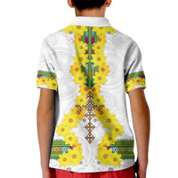Enkutatash Ethiopia New Year Kid Polo Shirt Tilet Pattern With Adey Abeba Flowers LT05 - Wonder Print Shop