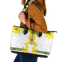 Enkutatash Ethiopia New Year Leather Tote Bag Tilet Pattern With Adey Abeba Flowers LT05 - Wonder Print Shop