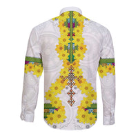 Enkutatash Ethiopia New Year Long Sleeve Button Shirt Tilet Pattern With Adey Abeba Flowers LT05 - Wonder Print Shop
