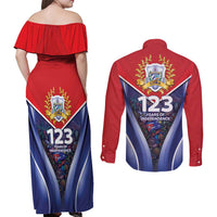 Cuba Couples Matching Off Shoulder Maxi Dress and Long Sleeve Button Shirt 123 Years Of Independence - Wonder Print Shop