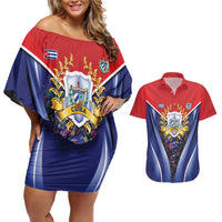 Cuba Couples Matching Off Shoulder Short Dress and Hawaiian Shirt 123 Years Of Independence - Wonder Print Shop
