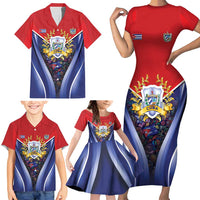 Cuba Family Matching Short Sleeve Bodycon Dress and Hawaiian Shirt 123 Years Of Independence - Wonder Print Shop