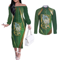 Dominica Independence Day Couples Matching Off The Shoulder Long Sleeve Dress and Long Sleeve Button Shirt 47 Years Of Freedom - Wonder Print Shop