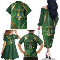 Dominica Independence Day Family Matching Off The Shoulder Long Sleeve Dress and Hawaiian Shirt 47 Years Of Freedom - Wonder Print Shop