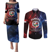 Panama Independence Day Couples Matching Puletasi and Long Sleeve Button Shirt Special Style - Wonder Print Shop
