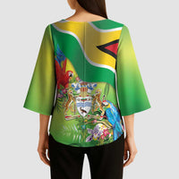 Guyana Republic Day Kimono Sleeve Blouse Happy Mashramani Flag Style