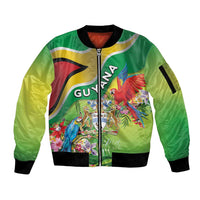 Guyana Republic Day Sleeve Zip Bomber Jacket Happy Mashramani Flag Style