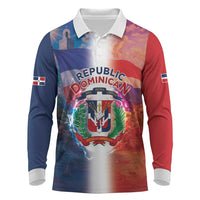 Dominican Republic Long Sleeve Polo Shirt Happy Independence Day