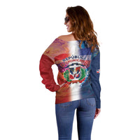 Dominican Republic Off Shoulder Sweater Happy Independence Day
