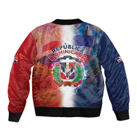 Dominican Republic Sleeve Zip Bomber Jacket Happy Independence Day
