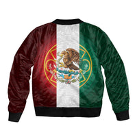 Mexico Aztec Sleeve Zip Bomber Jacket Flag Style