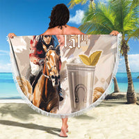Kentucky 151st Anniversary Horse Racing Beach Blanket Mint Julep Beige Version LT05