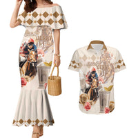 Personalized Kentucky 151st Anniversary Horse Racing Couples Matching Mermaid Dress and Hawaiian Shirt Mint Julep Beige Version LT05
