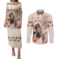 Personalized Kentucky 151st Anniversary Horse Racing Couples Matching Puletasi and Long Sleeve Button Shirt Mint Julep Beige Version LT05