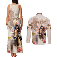 Personalized Kentucky 151st Anniversary Horse Racing Couples Matching Tank Maxi Dress and Long Sleeve Button Shirt Mint Julep Beige Version LT05