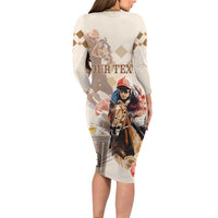 Personalized Kentucky 151st Anniversary Horse Racing Family Matching Long Sleeve Bodycon Dress and Hawaiian Shirt Mint Julep Beige Version LT05