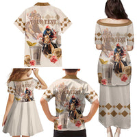 Personalized Kentucky 151st Anniversary Horse Racing Family Matching Puletasi and Hawaiian Shirt Mint Julep Beige Version LT05