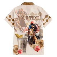 Personalized Kentucky 151st Anniversary Horse Racing Family Matching Short Sleeve Bodycon Dress and Hawaiian Shirt Mint Julep Beige Version LT05