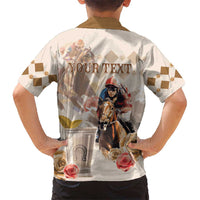 Personalized Kentucky 151st Anniversary Horse Racing Kid Hawaiian Shirt Mint Julep Beige Version LT05