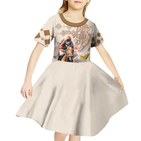 Personalized Kentucky 151st Anniversary Horse Racing Kid Short Sleeve Dress Mint Julep Beige Version LT05