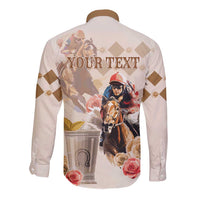 Personalized Kentucky 151st Anniversary Horse Racing Long Sleeve Button Shirt Mint Julep Beige Version LT05
