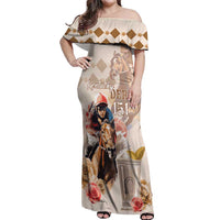 Personalized Kentucky 151st Anniversary Horse Racing Off Shoulder Maxi Dress Mint Julep Beige Version LT05