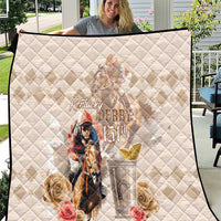 Kentucky 151st Anniversary Horse Racing Quilt Mint Julep Beige Version LT05
