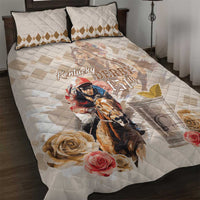 Kentucky 151st Anniversary Horse Racing Quilt Bed Set Mint Julep Beige Version LT05