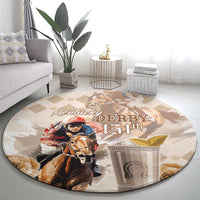 Kentucky 151st Anniversary Horse Racing Round Carpet Mint Julep Beige Version LT05