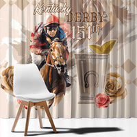 Kentucky 151st Anniversary Horse Racing Window Curtain Mint Julep Beige Version LT05
