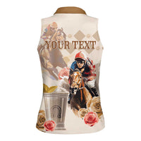 Personalized Kentucky 151st Anniversary Horse Racing Women Sleeveless Polo Shirt Mint Julep Beige Version LT05