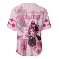 Personalized Kentucky Horse Racing Baseball Jersey 151st Anniversary Mint Julep Pink Version LT05