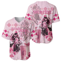 Personalized Kentucky Horse Racing Baseball Jersey 151st Anniversary Mint Julep Pink Version LT05