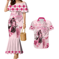 Personalized Kentucky Horse Racing Couples Matching Mermaid Dress and Hawaiian Shirt 151st Anniversary Mint Julep Pink Version LT05