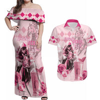 Personalized Kentucky Horse Racing Couples Matching Off Shoulder Maxi Dress and Hawaiian Shirt 151st Anniversary Mint Julep Pink Version LT05