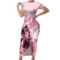 Personalized Kentucky Horse Racing Family Matching Short Sleeve Bodycon Dress and Hawaiian Shirt 151st Anniversary Mint Julep Pink Version LT05