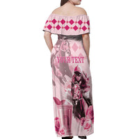 Personalized Kentucky Horse Racing Off Shoulder Maxi Dress 151st Anniversary Mint Julep Pink Version LT05