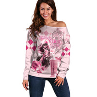 Personalized Kentucky Horse Racing Off Shoulder Sweater 151st Anniversary Mint Julep Pink Version LT05