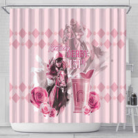 Kentucky Horse Racing Shower Curtain 151st Anniversary Mint Julep Pink Version LT05