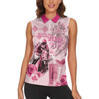 Personalized Kentucky Horse Racing Women Sleeveless Polo Shirt 151st Anniversary Mint Julep Pink Version LT05
