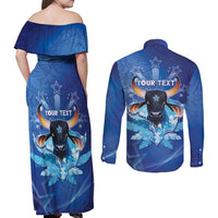 Personalized Boi Caprichoso Couples Matching Off Shoulder Maxi Dress and Long Sleeve Button Shirt Brazil Folklore Festival - Wonder Print Shop