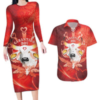 Personalized Boi Garantido Couples Matching Long Sleeve Bodycon Dress and Hawaiian Shirt Brazil Folklore Festival - Wonder Print Shop