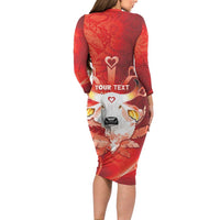 Personalized Boi Garantido Long Sleeve Bodycon Dress Brazil Folklore Festival - Wonder Print Shop