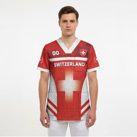 Custom Switzerland Football 2026 Scrub Top Swiss Alps Special Style