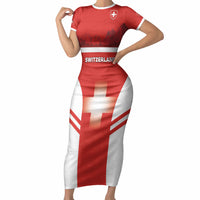 Custom Switzerland Football 2026 Short Sleeve Bodycon Dress Swiss Alps Special Style