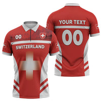 Custom Switzerland Football 2026 Zipper Polo Shirt Swiss Alps Special Style
