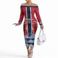 Custom Norway Football 2026 Off The Shoulder Long Sleeve Dress Norge On Top